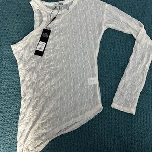 Fashion Nova Asymmetrical White top